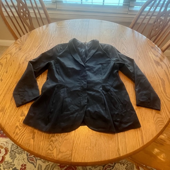 Eileen Fisher Zip Front V-Neck Peplum Jacket Black Large L Dress Casual - Picture 4 of 16